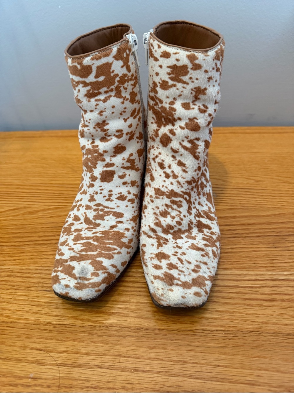 INC International Concepts Brown & White Cow Print Ankle Boots